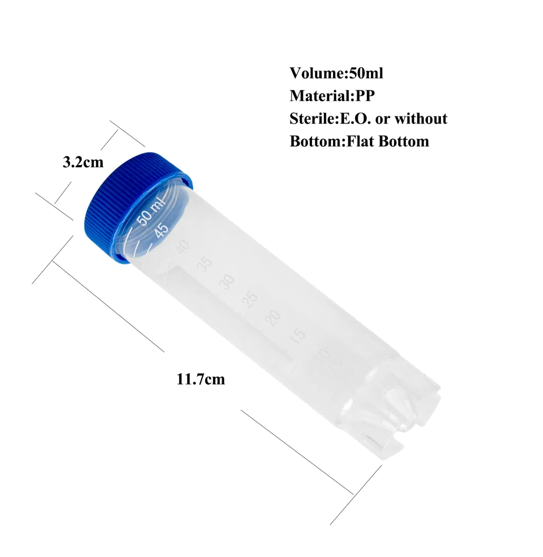 Lab Consumables 50ml Centrifugal Tubes Clear White Graduation Conical Bottom Self Standing Bulk Pack Falcon Tubes Centrifuge Tube